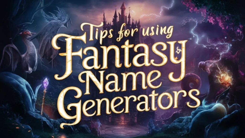Tips for using fantasy name generators: choose a theme, mix and match, and consider pronunciation.

